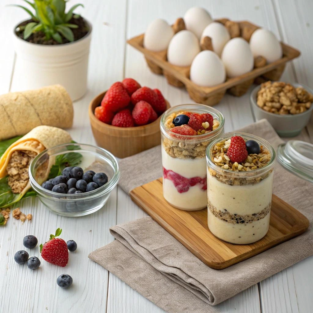 Visual concept for an image showcasing convenient and nutritious grab-and-go breakfast options ideal for busy mornings.